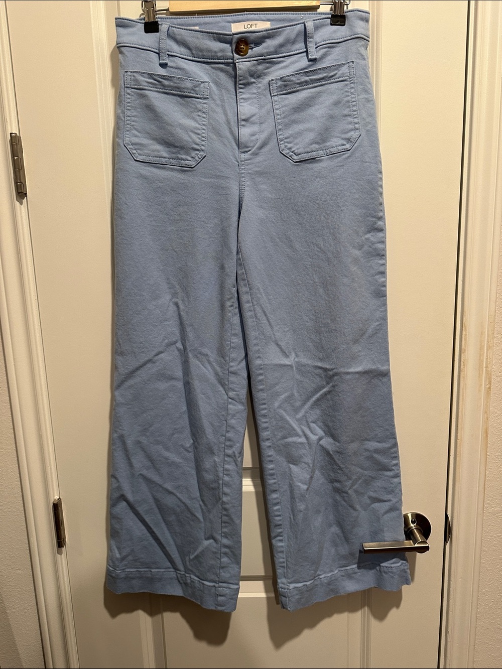 LOFT The Palmer Leg Sky Blue Wide-Leg High-Rise Pants